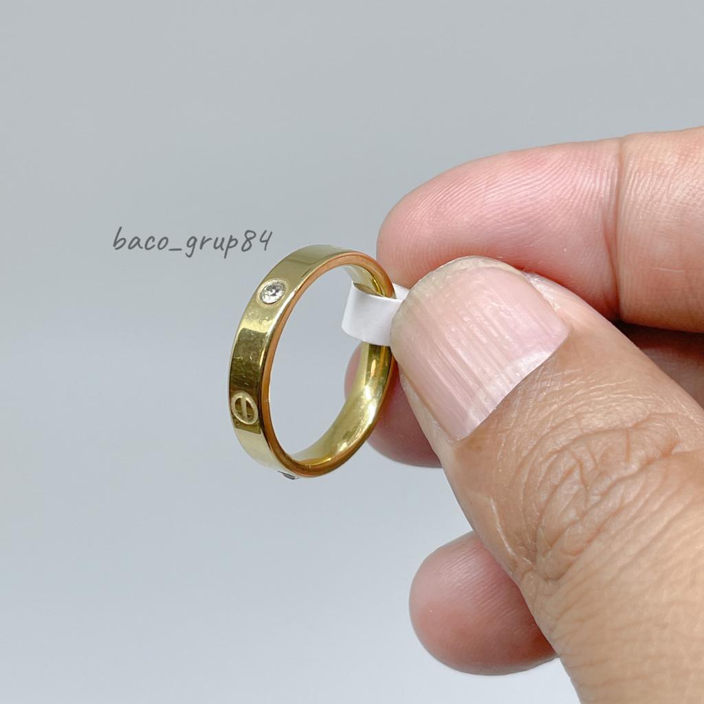 Cincin Titanium gold Mata berlian C15 Awet lama Tidak Karatan Cincin Tunangan Cincin Kawin