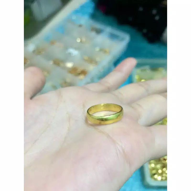 Cincin polos/kawin/tunangan 1 suku 6.7grm Lapis emas MURNI 24K. Harga 1 pcs