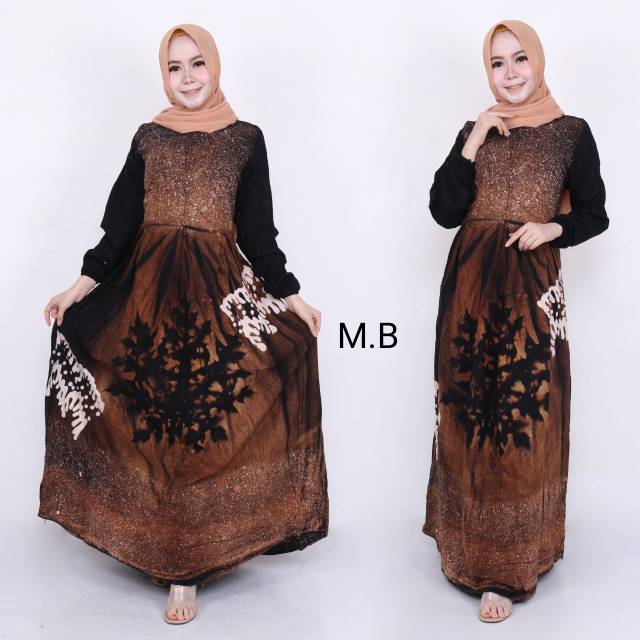 Gamis pelangi abstrak rayon candi mekar busui