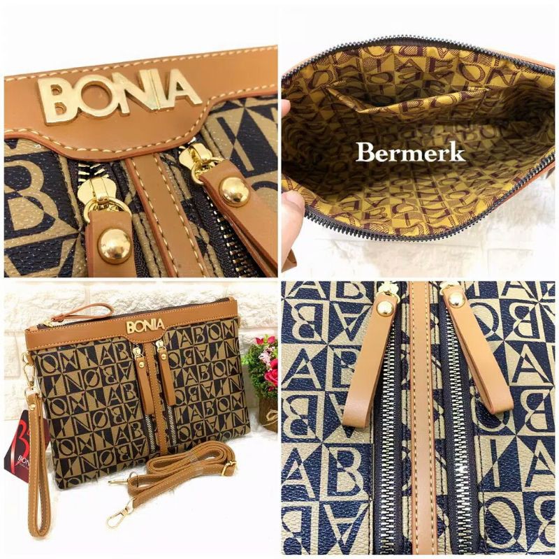 Clutch BONIA DOUBLE ZIPPER Super Premium import tas batam selempang wanita