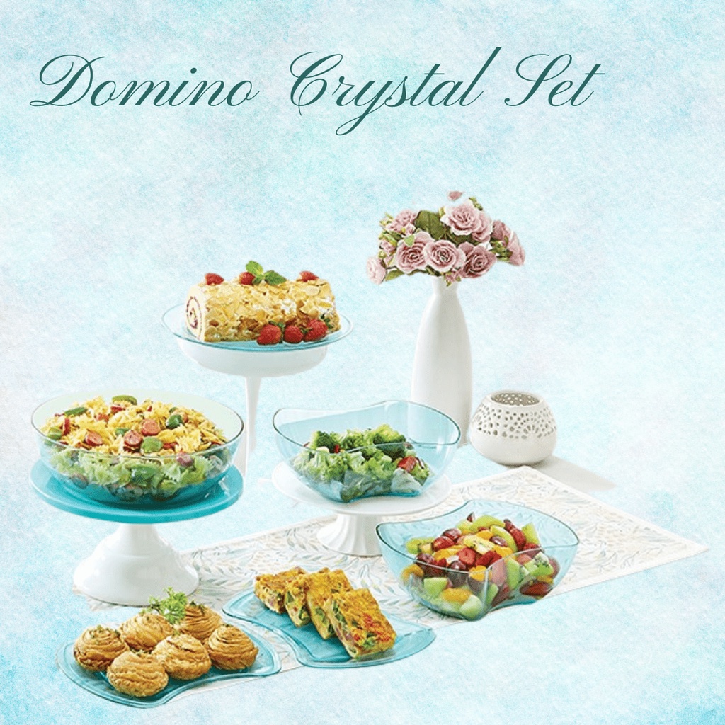 Domino Crystal Set / Wadah Saji Makanan Elegan Tupperware Original Termurah