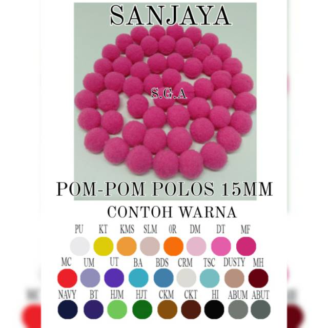 POM POM BOLA / POM POM WOL / POM POM WARNA WARNI / POM POM AKSESORIS / POM-POM WOL POLOS 15MM