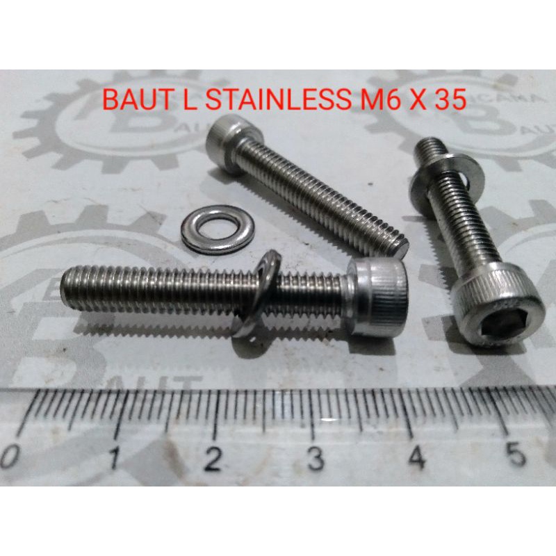 BAUT L STAINLESS M6 X 35 KUNCI L5