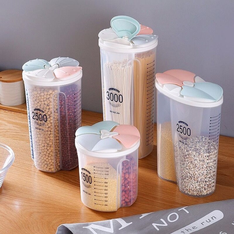 DODORY HL0225 Food Storage Toples Makanan Wadah Tempat Penyimpanan cereal Makanan Kering 2500ML 4slot