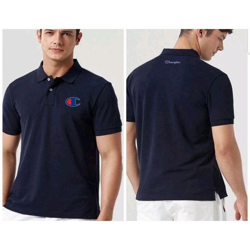 Kaos Kerah Polo shirt Distro Logo bordir depan belakang  / Atasan Kerah Pria champion