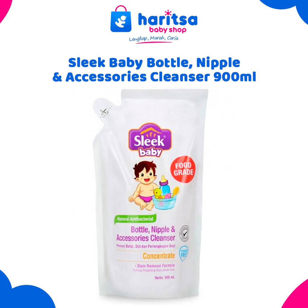 Sleek Baby Bottle Nipple And Accesscories Cleanser Pouch 900ml / Sabun Pembersih Alat makan Bayi