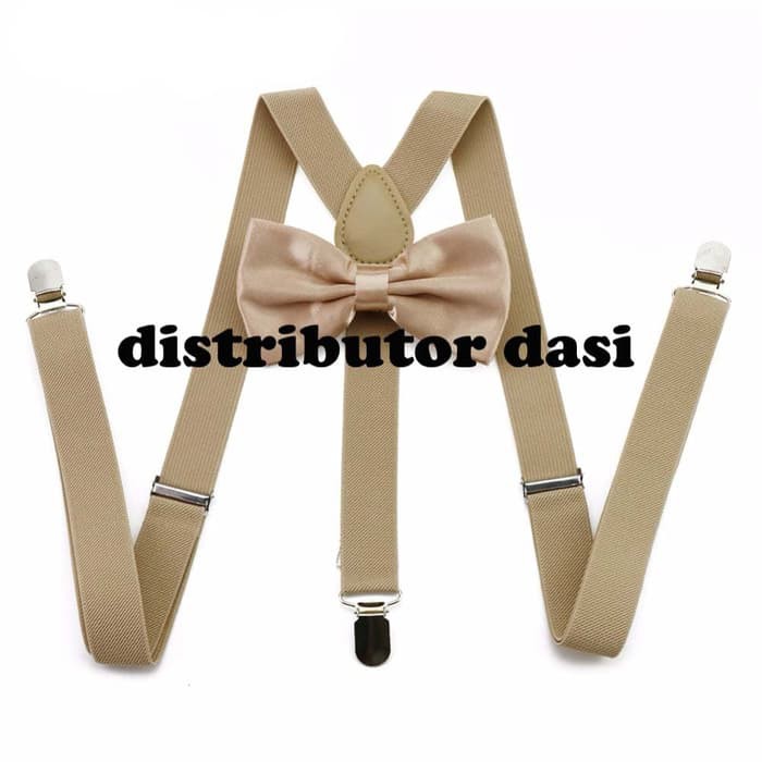 suspender bretel capit 3 set dasi kupu kupu cream ready stok