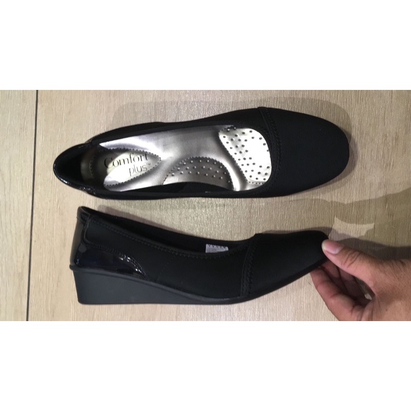 Comfort plus dusk black payless wedges