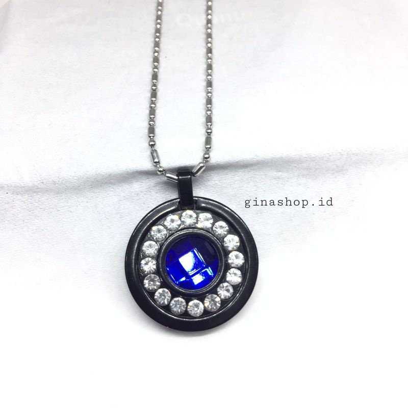 Kalung Kesehatan Terapi Asli - Quantum pendant asli - kalung kesehatan bio energi - kalung kesehatan liontin bulat hitam permata biru