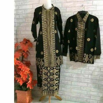 SET COUPLE BATIK KONDANGAN MOTIF SONGKET PALEMBANG HITAM