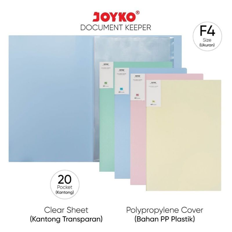 

Clear Holder Joyko DK-B20F4 Folio 20 Lbr Document Keeper Folder Pastel