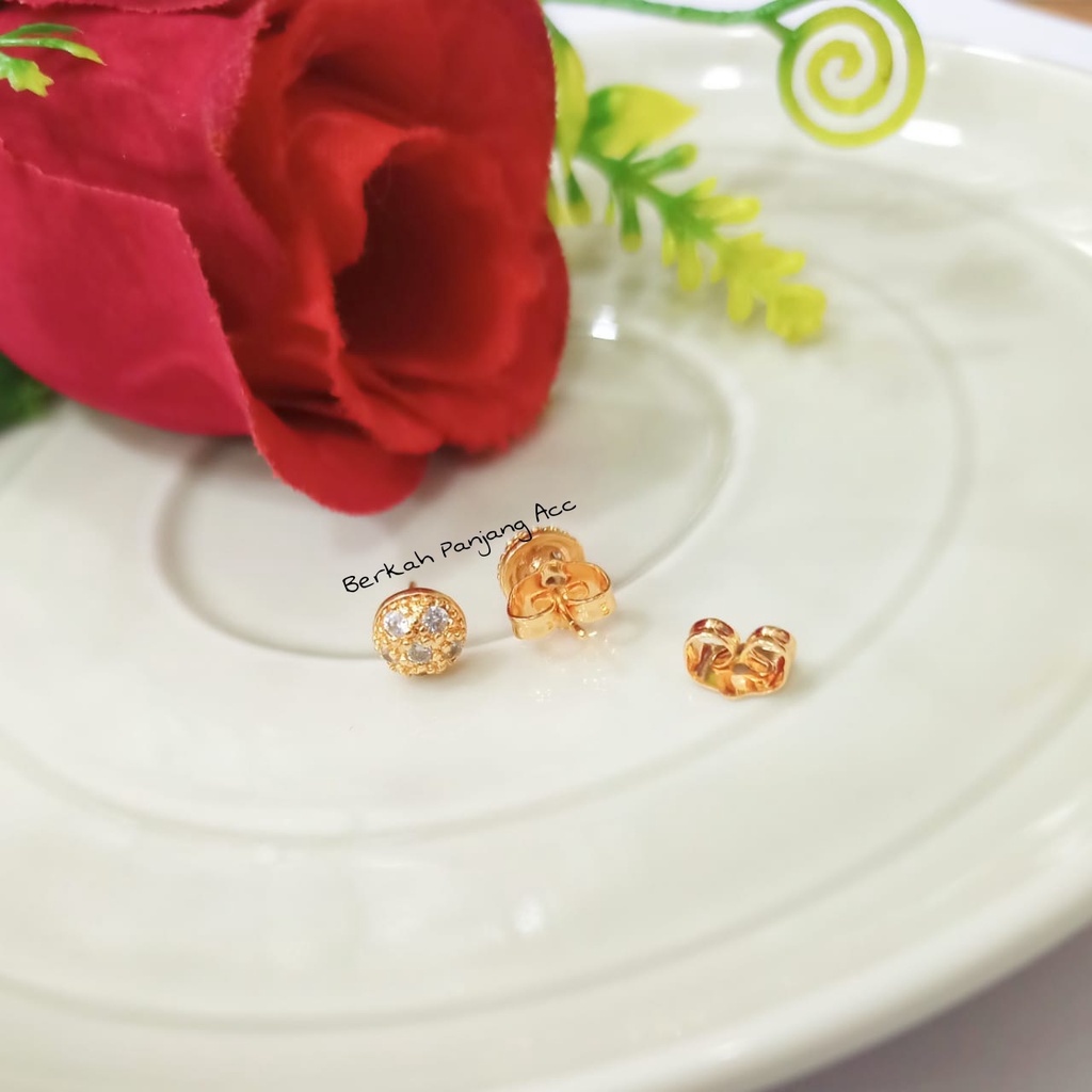 ANTING BOLA PERMATA ZIRCON ANTI KARAT DESAIN CASUAL