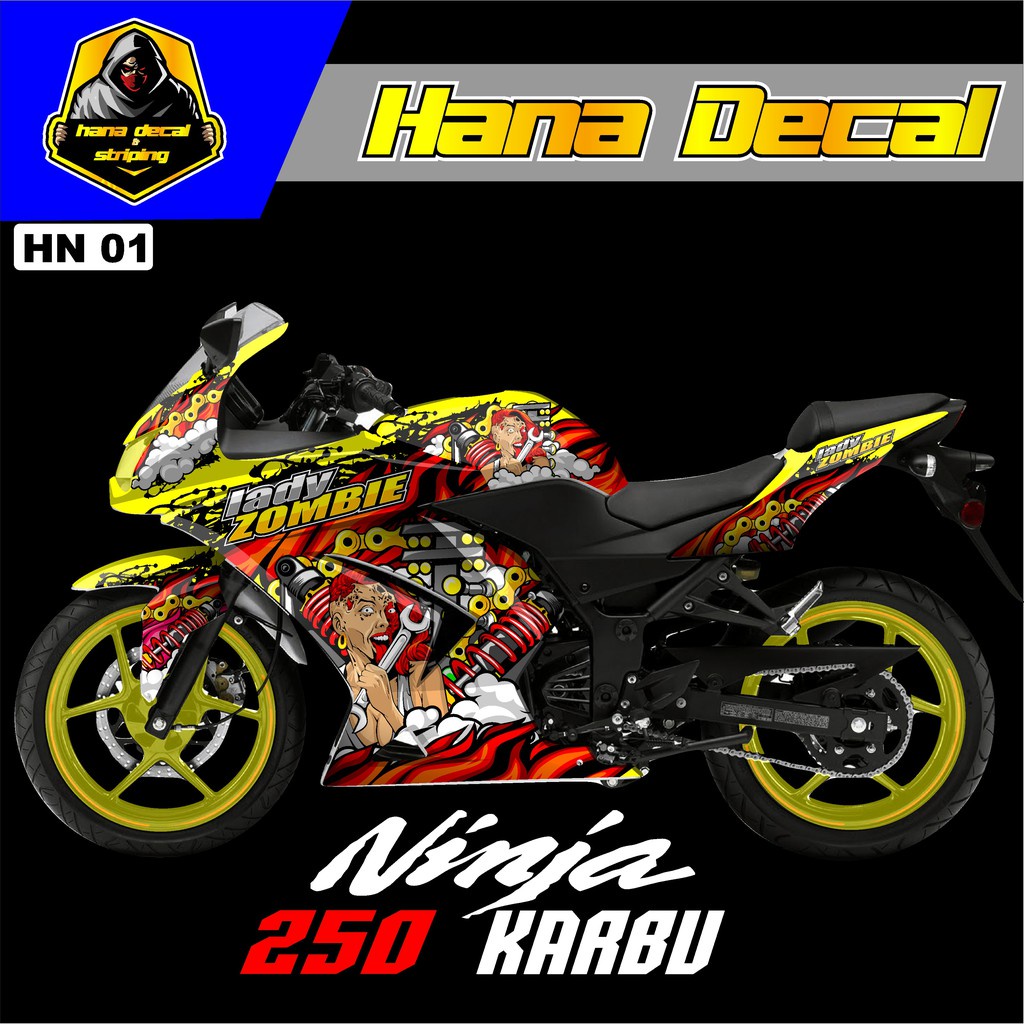VARIASI DECAL NINJA 250 KARBU DECAL NINJA 250 KARBU STICKER KAWASAKI NINJA 250 KARBU kode 01