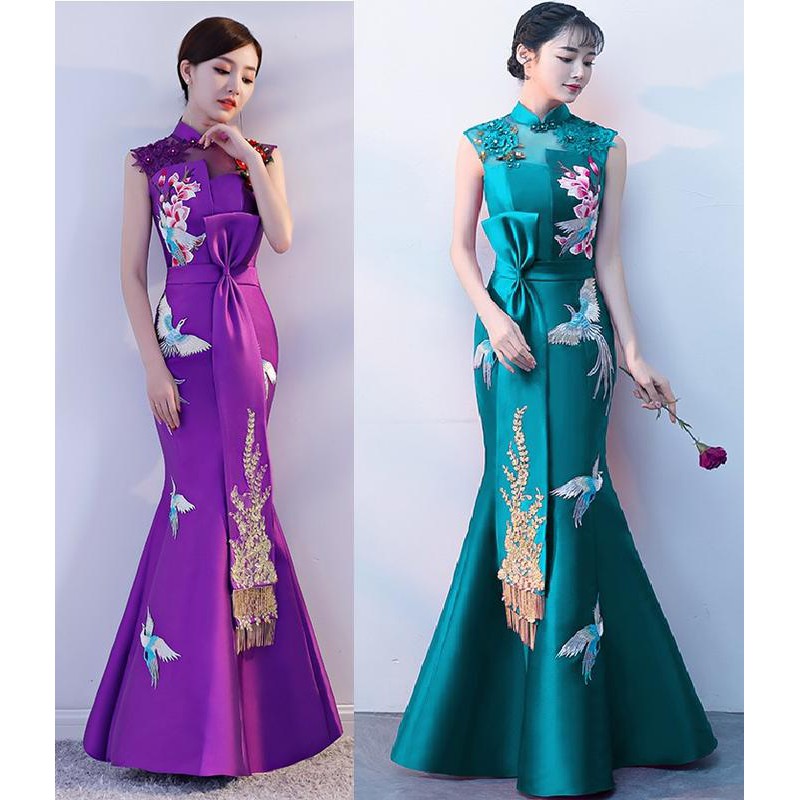 Gaun Pesta 1901023 Ungu Hijau Mermaid Party Dress Gown