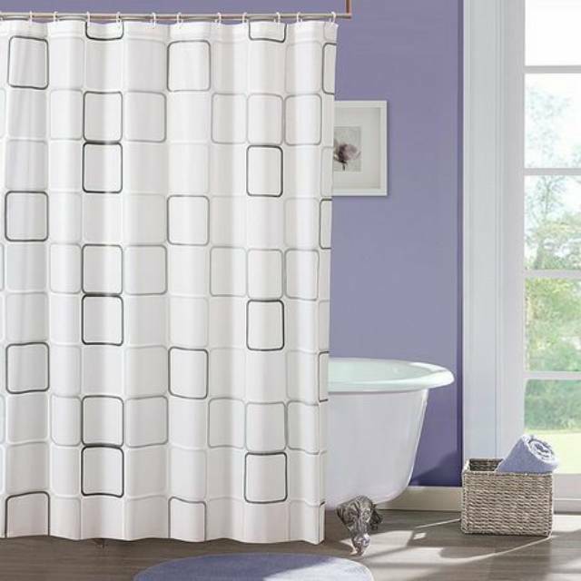 180*200 Tirai Kamar Mandi Anti Air, Horden Kamar Mandi + Kaitan, Shower Curtain