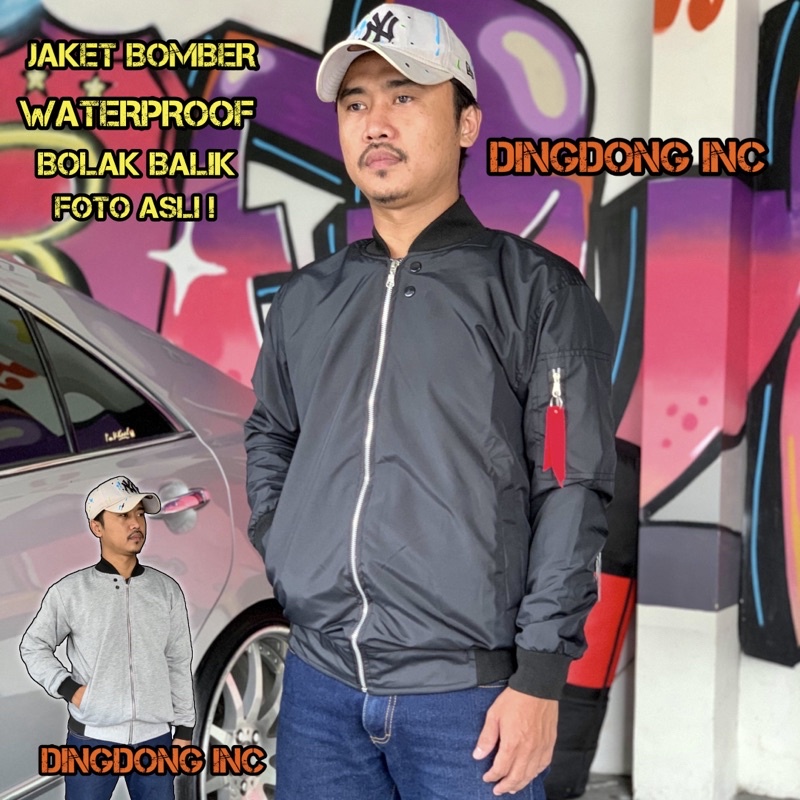 JAKET BOMBER BOLAK BALIK ANTI AIR PRIA WANITA WATERPROOF CEWEK COWOK JEKET TEBAL MOTOR OLAHRAGA