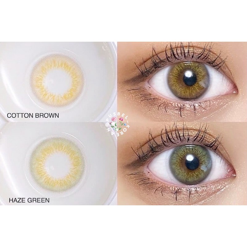 softlens haze green &amp; cotton brown original korea silicone hydrogel
