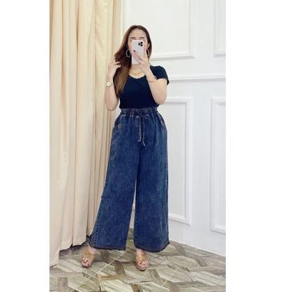 Terlaris.. Kulot Rawis Jeans Snow /HighWaist Premium 13os Jeans Snow /Kulot Snow Navy, Blue /Kulot S