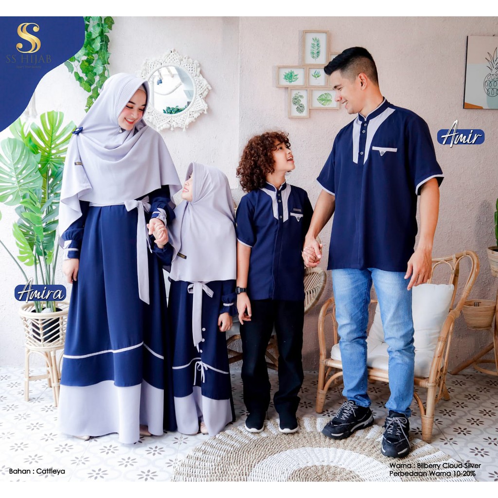 [PRE ORDER] Sarimbit SS Hijab - Amir Amira Seri 2 "Bilberry Cloud Silver" - Sarimbit Keluarga
