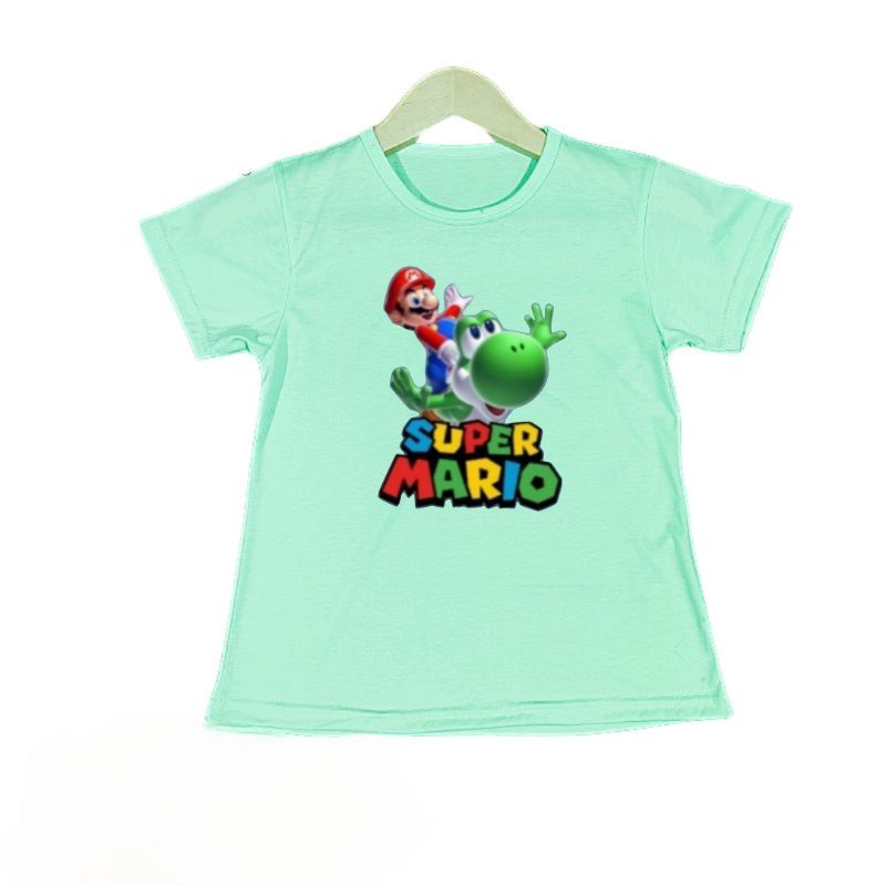 Baju Anak Cewek Kaos Anak Cewek Atasan anak SUPER MARIO 1-12 Tahun Ukuran S.M.L.XL.2XL.3XL