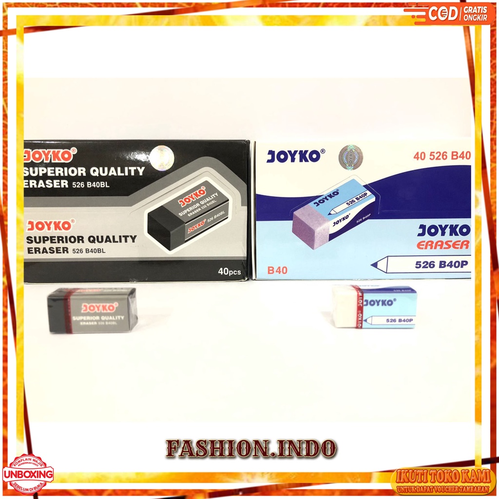 

Penghapus Joyko 526-B40P Dan Eraser 526-B40BL