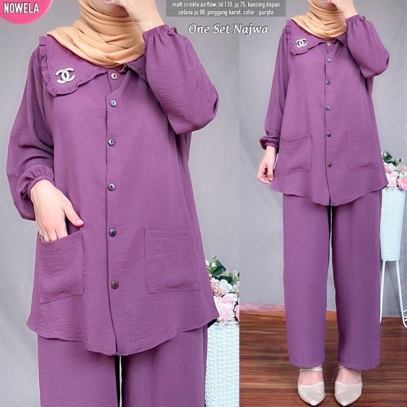 ONE SET NAJWA//KANCING BATOK//SETELAN CRINKLE AIRFLOW