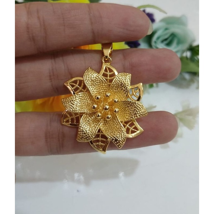 liontin kendari mawar lapis emas 24k