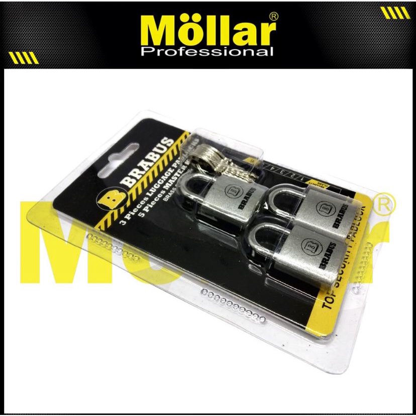 Gembok Koper BRABUS uk 20mm Master Key Set 3 pcs - Luggage Padlock 20 mm Kunci Gantung Tas Bagasi