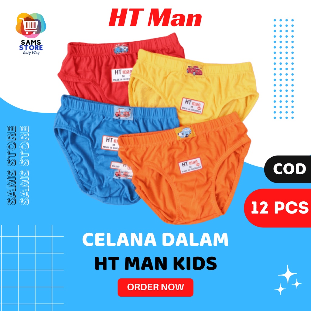 (12 Pcs) Celana Dalam Anak Laki-Laki HT Man Polos / Sempak Anak Laki-laki / Selempak Cowok / Slempak