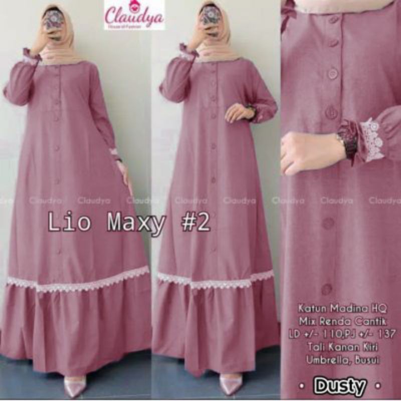 Lio Maxy ORI by Claudia / gamis busui polos Kombi renda / gamis katun Madina simpel murah