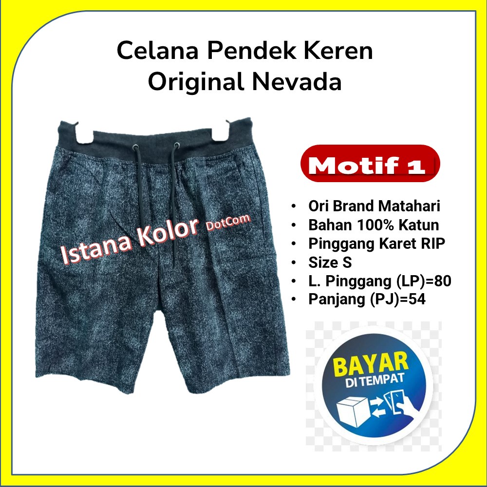 Celana Pendek Nevada AX House Kolor Pria Wanita Cowok Chinos Cargo Asli Original Matahari Ramayana G