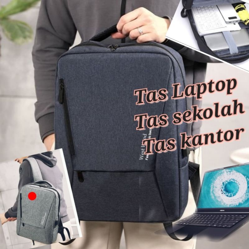 Tas Laptop Ransel Kantor USB  Multifungsi  - Tas Laptop pria selempang dan gendong kantoran