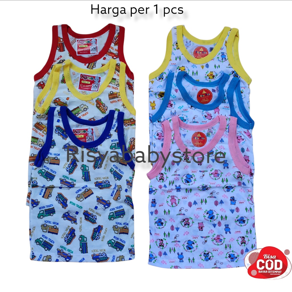 kaos Singlet anak bahan katun halus motif print / Baju anak kaos tanpa lengan ukuran S.M.L.XL