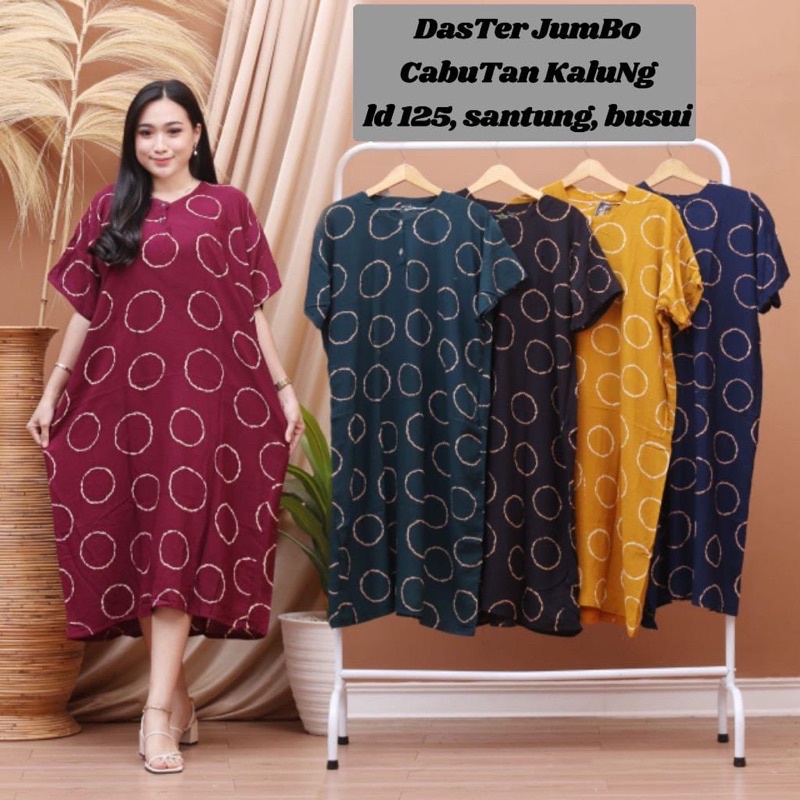 DASTER JUMBO LD 120 CM KANCING DEPAN BUSUI BUMIL BAHAN  SANTUNG RAYON HALUS ADEM BAJU TIDUR IBU LENGAN PENDEK BANYAK MOTIF-DSJ KALUNG