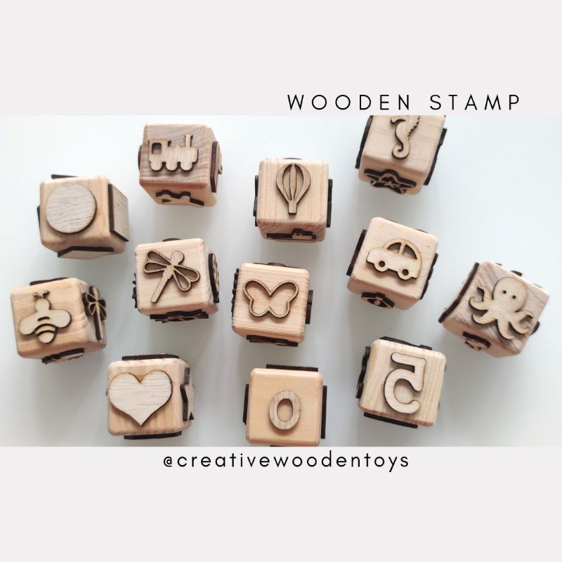 

(Creative Wooden Toys) READY STOCK Wooden Stamp, Playdough Stamp