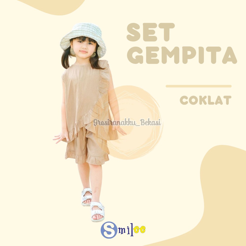 Setelan Anak Rayon Gempita Smilee Warna Coklat Size 1-5 Thn