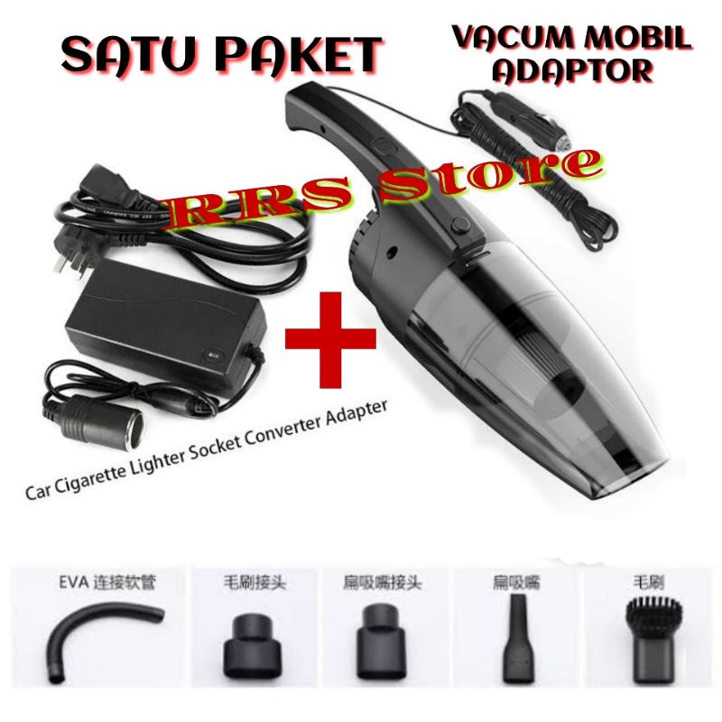 NEW SATU PAKET VACUM MOBIL DAN ADAPTOR 12V 5A Vakum fakum Vacuum Cleaner mobil Alat Penyedot Debu Mobil Listrik 12V 120W vacum mobil harga varasi tinggal pilih saja ok bos