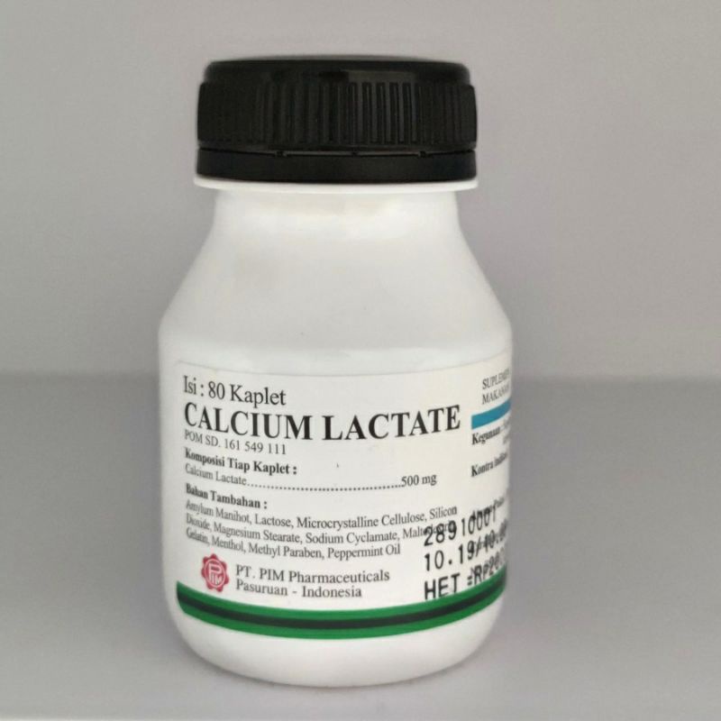 CALCIUM LACTATE KALK PIM 500 mg KALSIUM UNTUK HEWAN KUCING ANJING AYAM TERNAK 80 TABLET