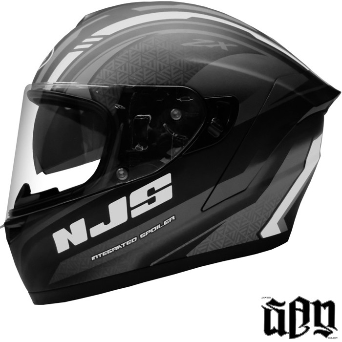 HELM FULL FACE NJS ZX-1 SPECTER HITAM SILVER GLOSSY / DOFF FLAT VISOR
