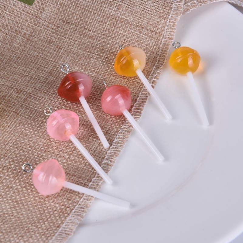 10pcs / set Liontin Bentuk Lollipop Bahan Resin Transparan Untuk Membuat Perhiasan Charms