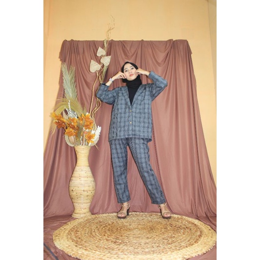 MIZU SET - Baju blazer setelan jas lucu dewasa semi woll perempuan cewe wanita ABG murah-4