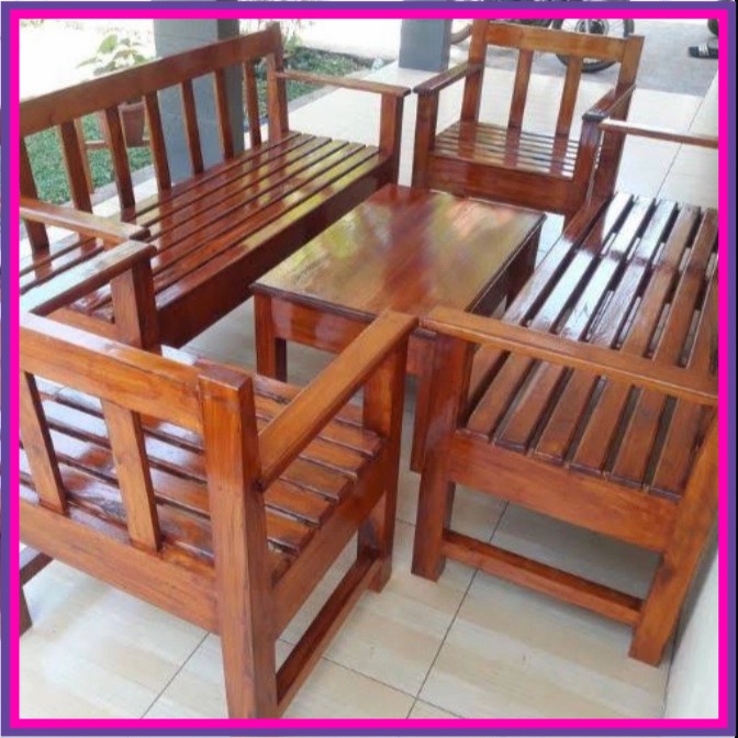 Kursi tamu - meja kursi kayu Kalimantan - kursi tamu model minimalis