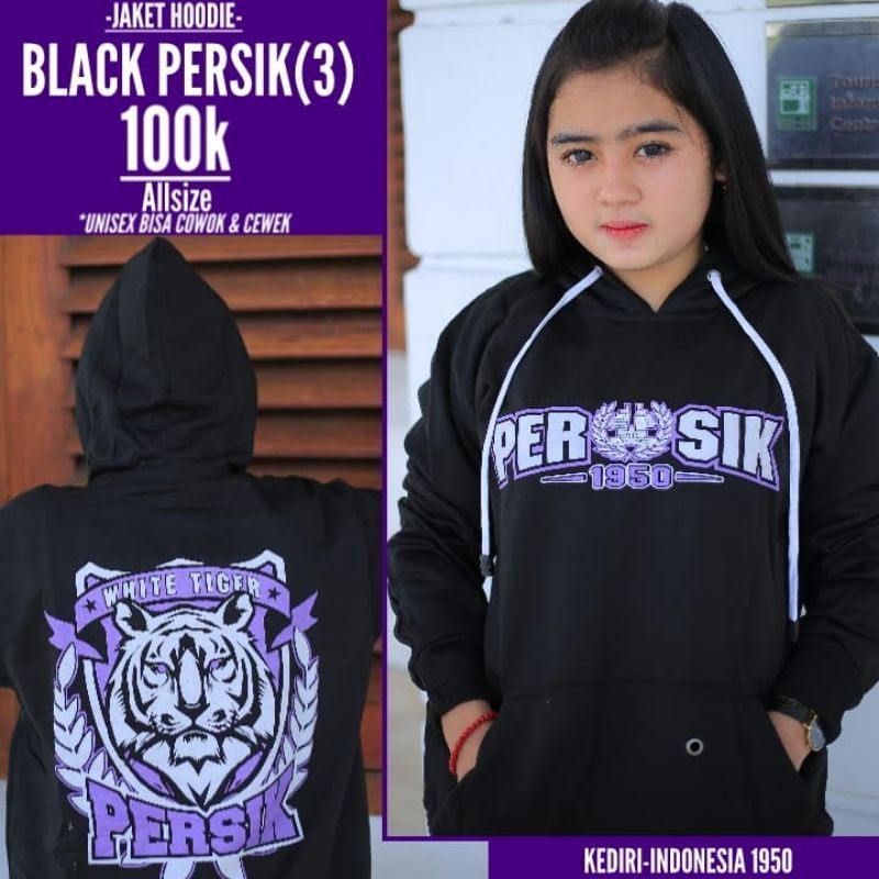(HOODIE) HOODIE PERSIK KEDIRI MACAN PUTIH WARNA HITAM - HOODIE CEWEK COWOK TERMURAH