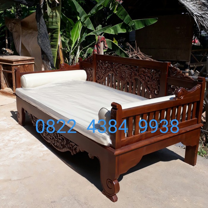 Bangku Teras Kayu Jati Kursi Bale Bale Risban Ukir Ukiran Daybed Sofa