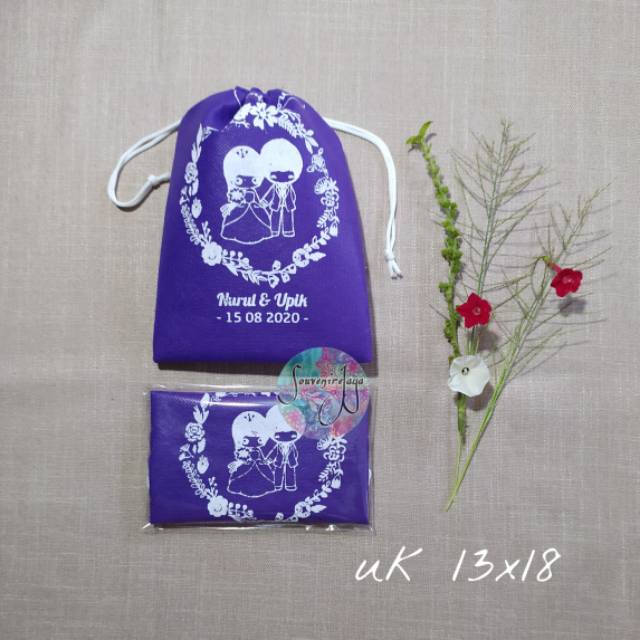 souvenir pernikahan pouch tali serut ||