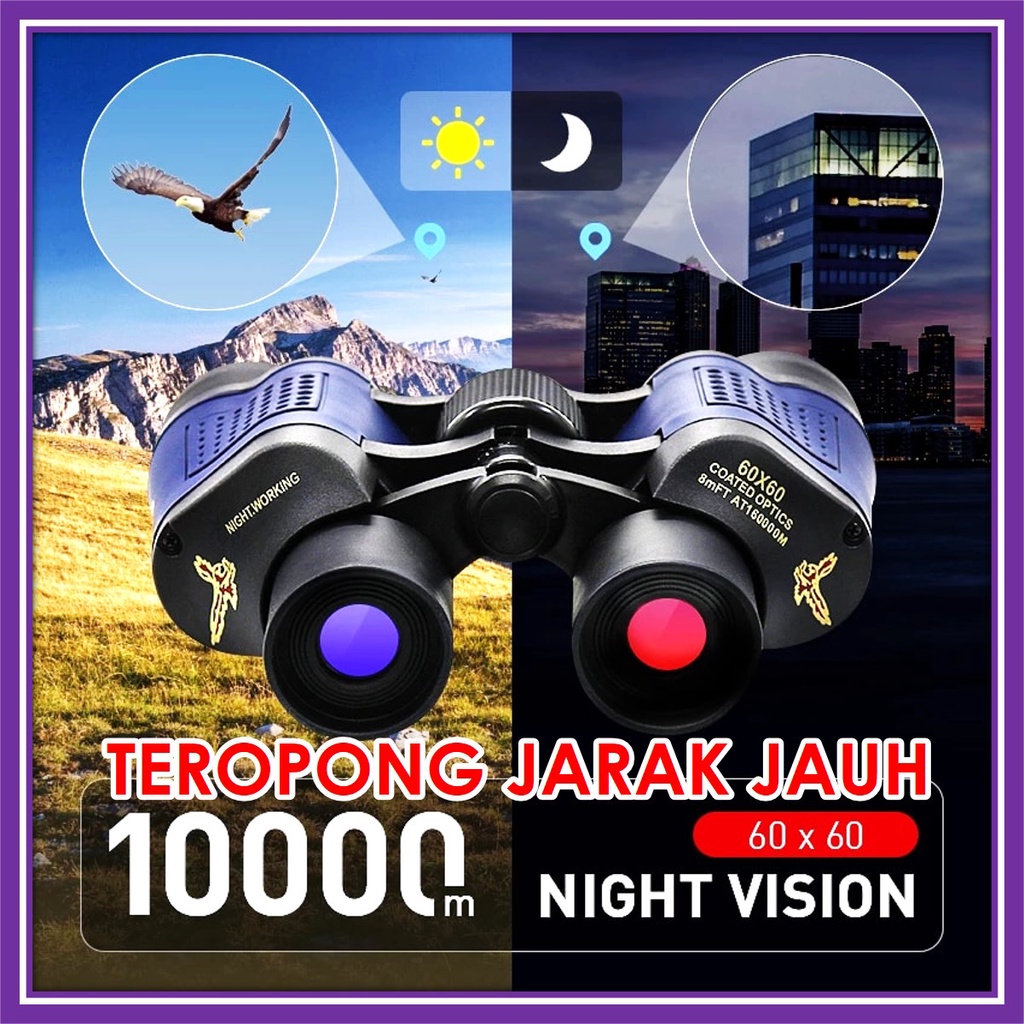 Teropong Profesional Jarak Jauh 10 KM Binocular Binokular Outdoor Magnification 60x60 10000M Night V