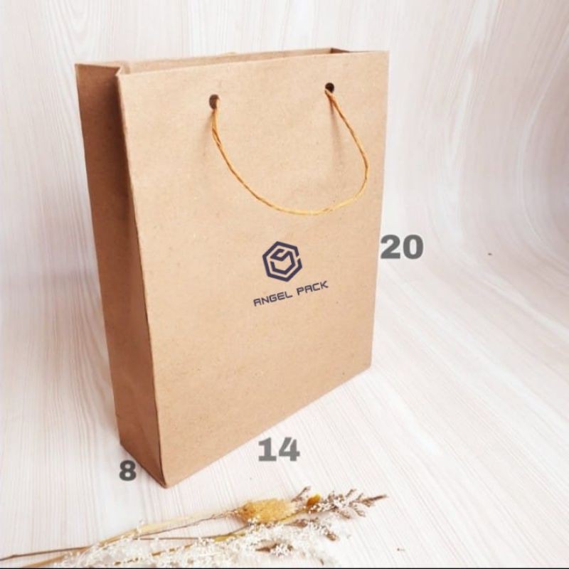 

Paper bag coklat polos per 12pcs 14x8x20 paperbag brownies kertas polos kraft kertas goodie