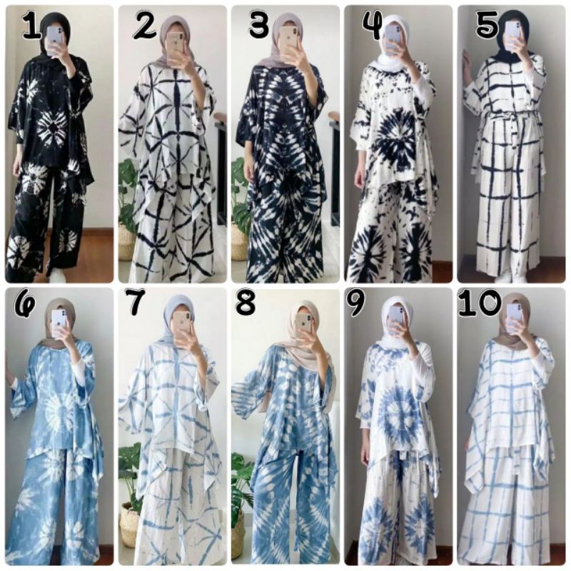 Setelan Wanita Kekinian Waka Jumbo One Set Rayon Shibori Baju Tidur Perempuan Dewasa Termurah