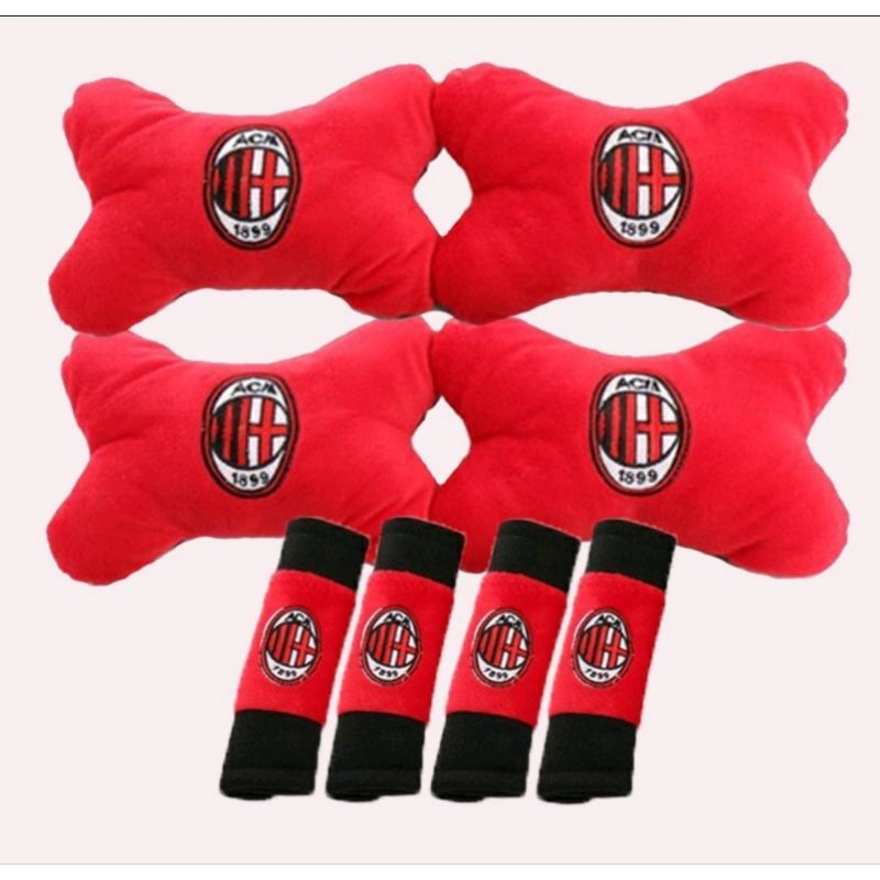 Bantal mobil paket interior AC Milan merah