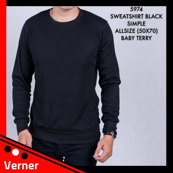 KAOS POLOS LENGAN PANJANG 5974 - BAJU KAOS PRIA LENGAN PANJANG 5974 - HITAM